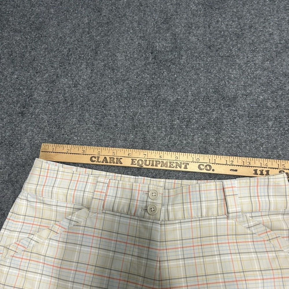 Nike Dri Fit Women's Golf Shorts Size 8, Tan Orange And White Plaid Summer Golf - Picture 3 of 6